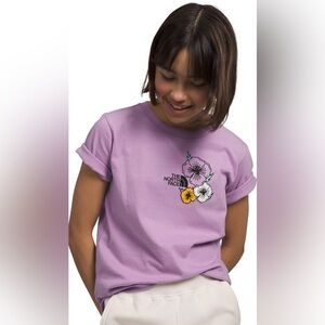 *NWT* The North Face Girls Purple Floral Graphic Tee, Size Small (7/8)